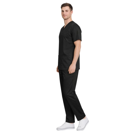 Komplet medyczny elastyczny męski czarny roz. 3XL – komplet medyczny – strój medyczny - inne ujęcie